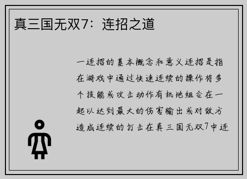 真三国无双7：连招之道